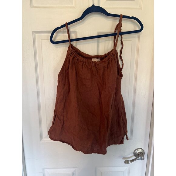 Bella Umbra Tops - Bella Umbra Made in Italy 100% Linen Brown Tank Top Size Small